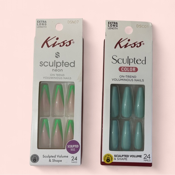 2 Packs Kiss Extra Long Length Press On Nails - Picture 1 of 3